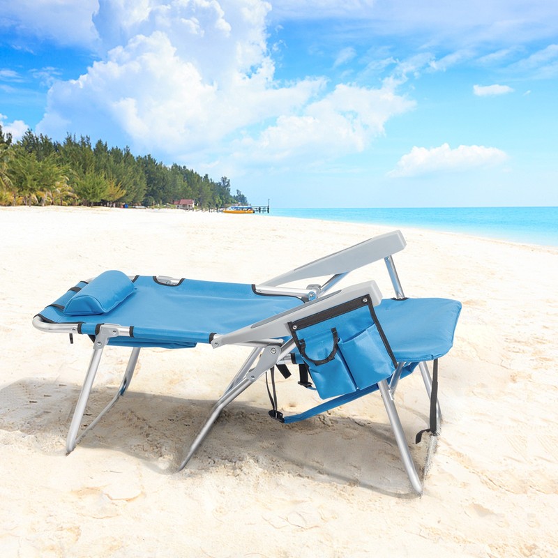 Backpack Beach Chair Adjustable high Beach Lounge Chairs with Towel Rack gallery