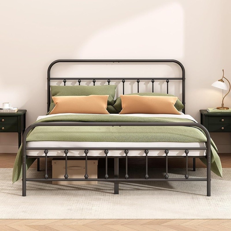 King Size Metal Bed Frame W/ Storage Sleek Design Easy Assembly Squeak Resistant gallery