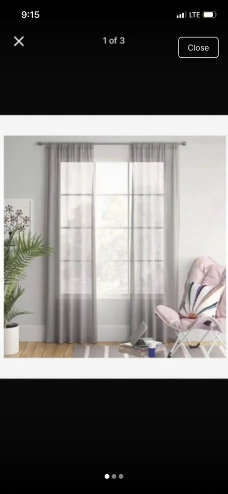 6 total Room Essentials Sheer Voile Window Curtain 2 Panel Gray 60"W x 84"L. New