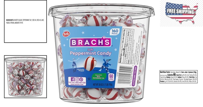 Refreshing Bob's Sweet Stripes Soft Mint Candy, 160 Pieces, Sugar-Free Delight gallery