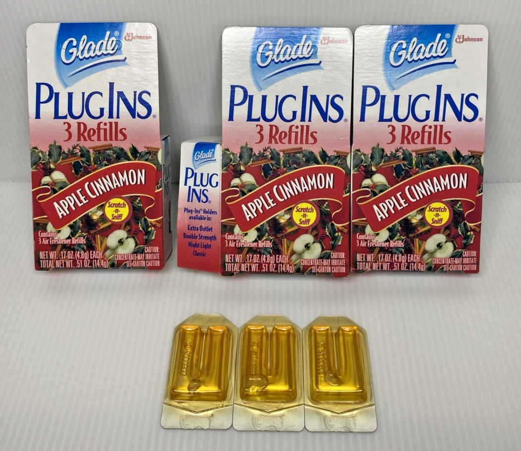 Vtg Glade PlugIns Scented Gel Refills APPLE CINNAMON 3 Refills Lot of 3 Boxes gallery