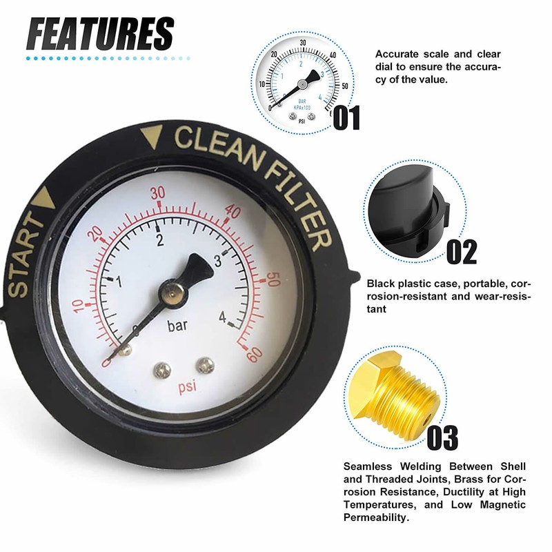 190059Z ECX2712B1 190059 Pool Filter Pressure Gauge, 2 inches Dial gallery