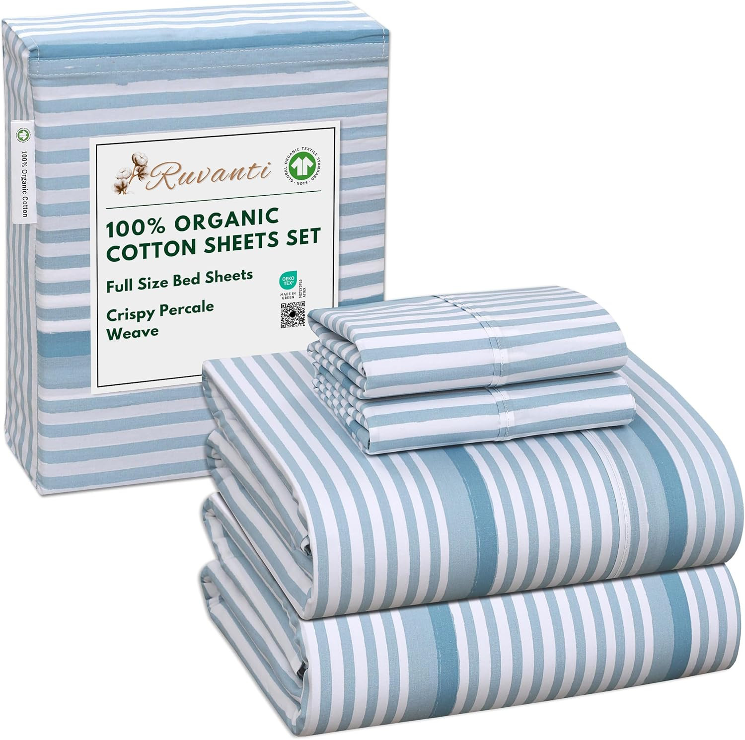 100% Cotton Organic Percale Sheets Full Size – Crisp Cooling Bed Sheets for Hot gallery