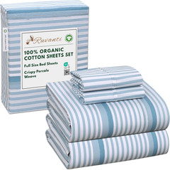 100% Cotton Organic Percale Sheets Full Size – Crisp Cooling Bed Sheets for Hot