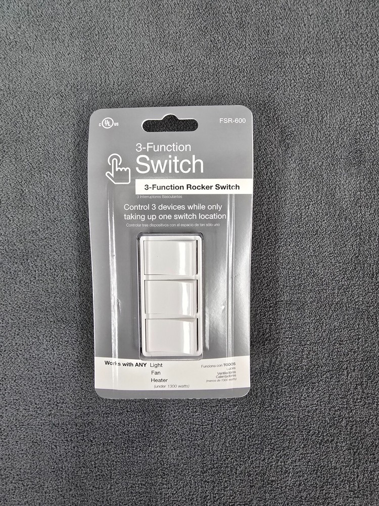3-Function Rocker Combination Switch in White (120-Volt, 15 AMP)