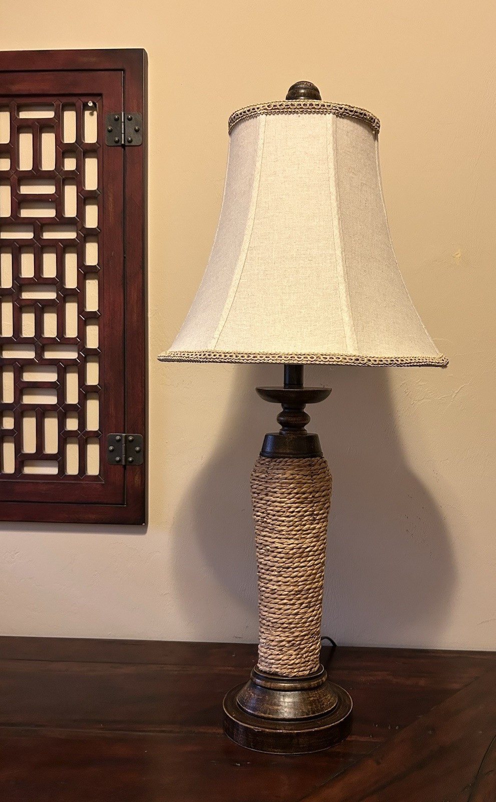31" Coastal Table Lamp~"Rattan" Rope & Wood by QUOIZEL~Beachy! gallery