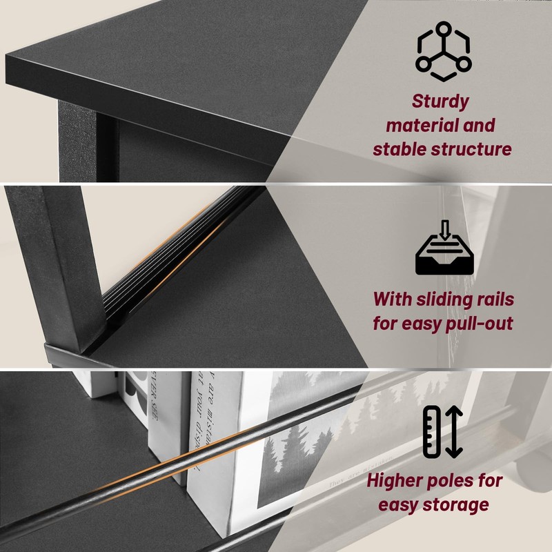 Side Table Set of 2,Side Table with Charging Station and Drawer, Narrow End T... gallery