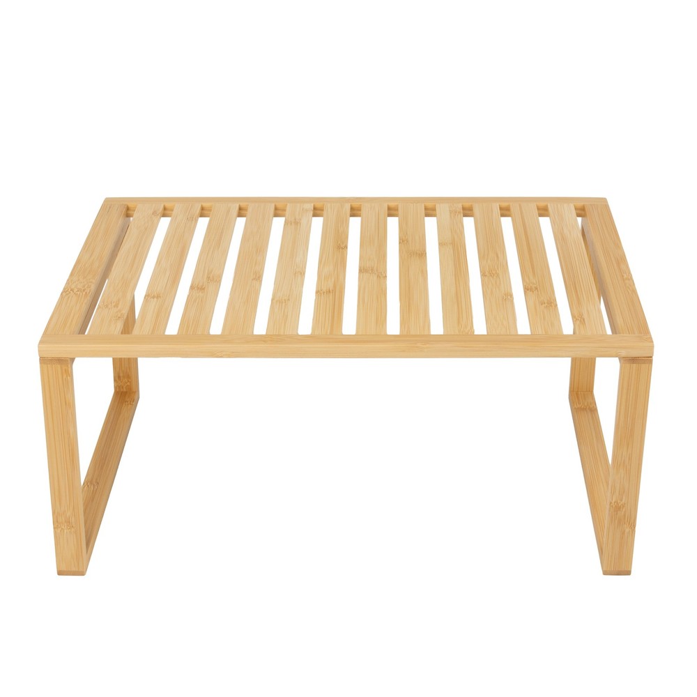 Bamboo Stackable Shelf, Natural Bamboo Color, Easy Assemble, 16 x 10 x 1.18in