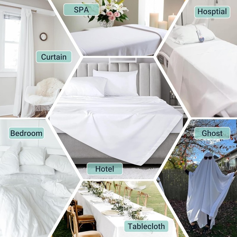 White Bulk Flat Sheets Only King Size 6 Pack Easy Sort Top Bed Sheet Durable gallery