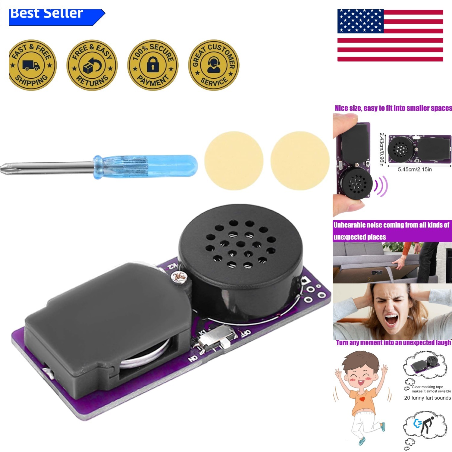 Compact Prank Fart Machine with 20 Sounds - Perfect for Parties & School Fun gallery