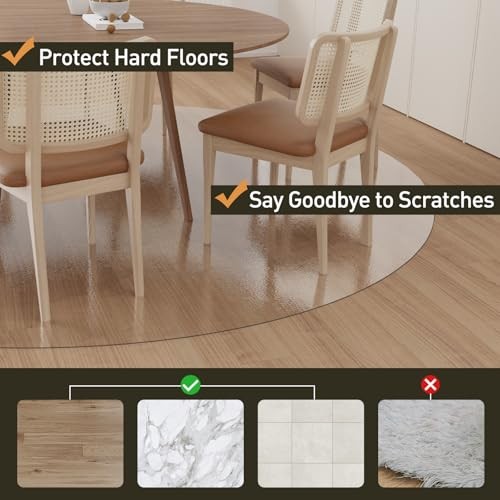 Clear Plastic Floor Mat for Under Dining Table, 4ft Round No Slip Waterproof gallery