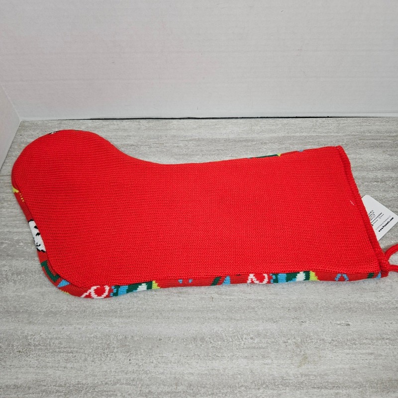 Peanuts Snoopy Christmas Stocking Red Green Holiday Knit Festive Gift gallery