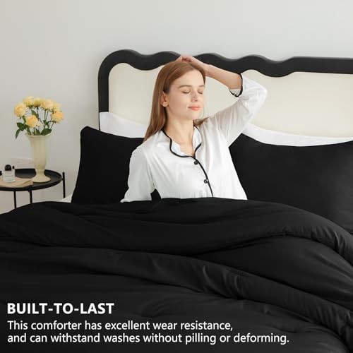 Comforter Set 2 Pieces Twin Extra Long Solid Breathable Twin/Twin XL Black gallery