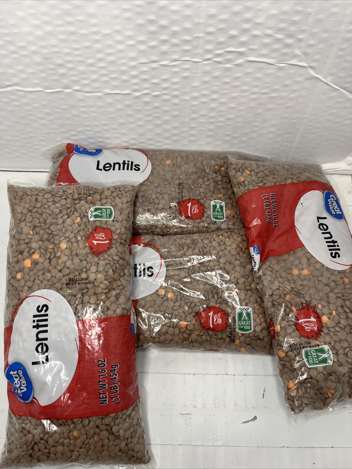 Great Value Brand Lentils 4 One Pound Bags Exp: 3/25 gallery