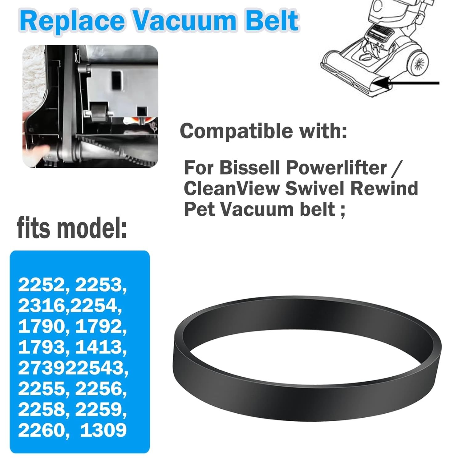 Replacement Belts for Bissell Powerlifter CleanView Swivel Rewind Pet Vacuum gallery