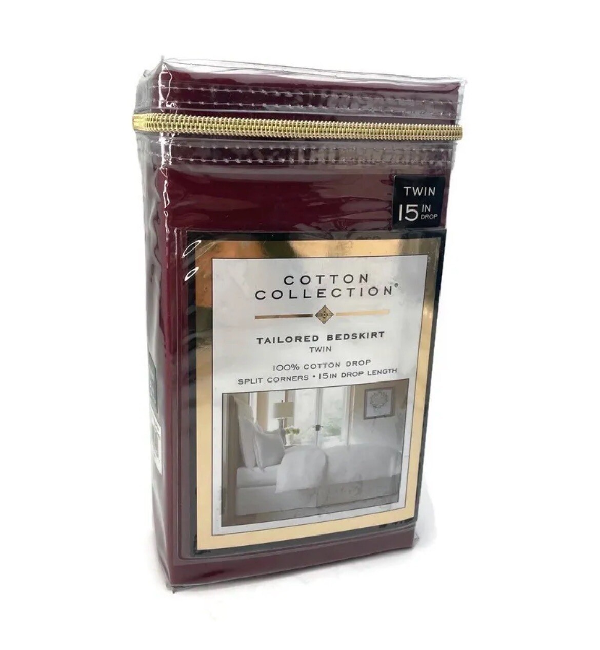 Levinsohn Cotton Collection Twin Tailored Bedskirt 15 in drop Burgundy 39” X 75” gallery