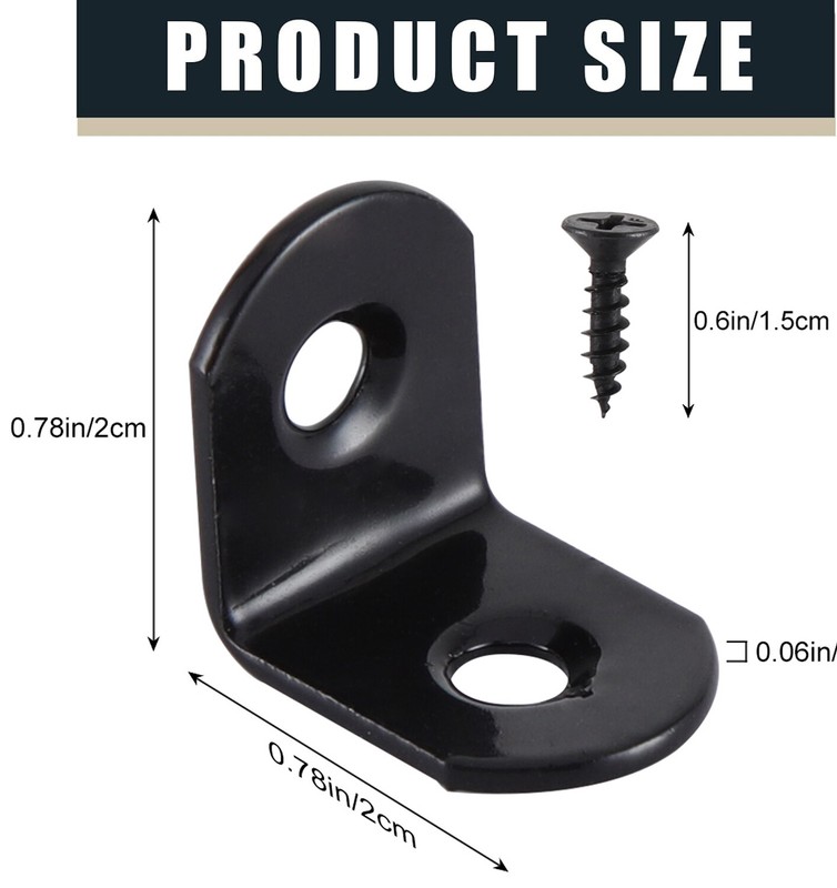 10-100 x L Bracket Corner Brace Sets Black Stainless Steel 90 Degree Right Angle gallery