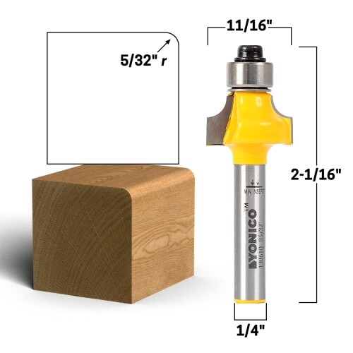 5/32" Radius Round Over Edge Forming Router Bit - 1/4" Shank - Yonico 13061q gallery