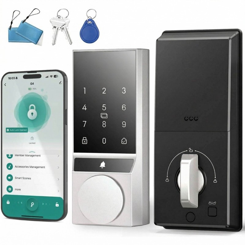 Smart Lock, 4/5 Unlocking Methods, Keyless Entry Door Lock with Bluetooth/Wi-Fi# gallery
