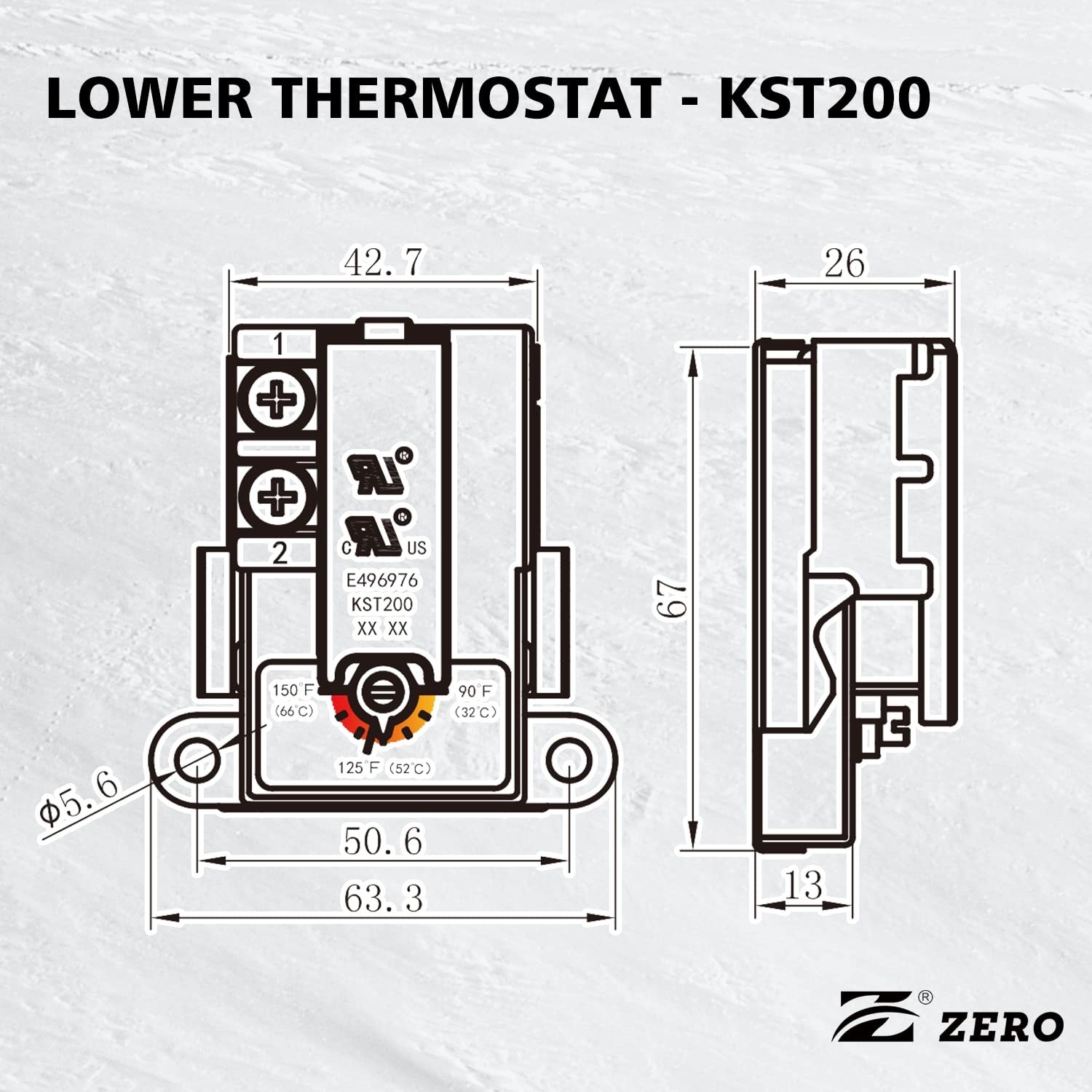 Zero KST200 Water Heater Thermostat,Lower Thermostat,UL Certification,Black gallery