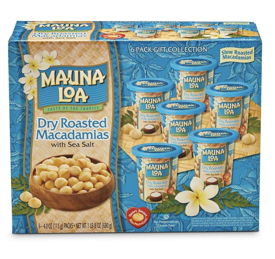 Mauna Loa Premium Roasted Macadamia Nuts, Hawaiian Sea Salt Flavor, 4 Oz Cup (6)