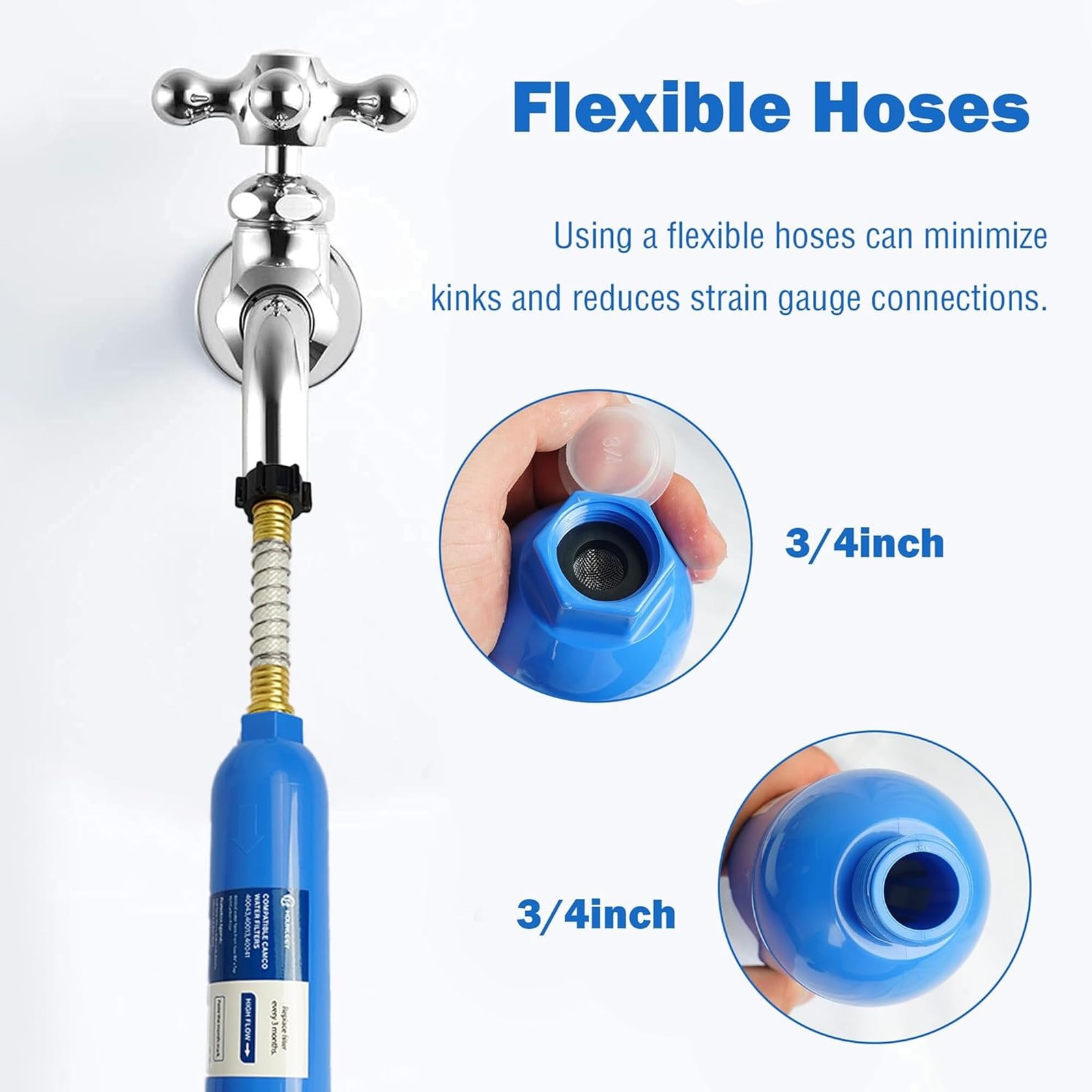 Hourleey 2Pack RV Inline Water Filter Reduces Chlorine, Taste, Odor, Sediment gallery
