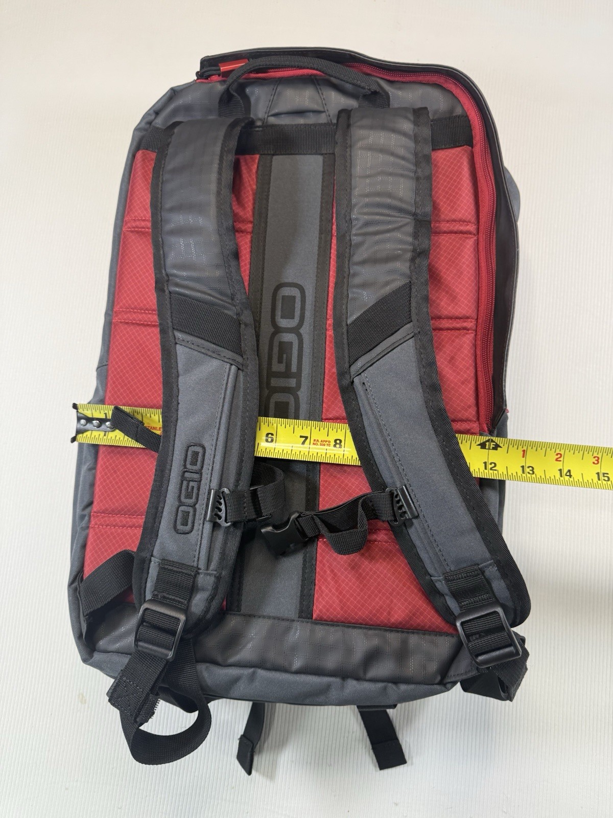 OGIO Technical Backpack Gray Red White Fields Logo Multi Pocket Hiking Bag 5