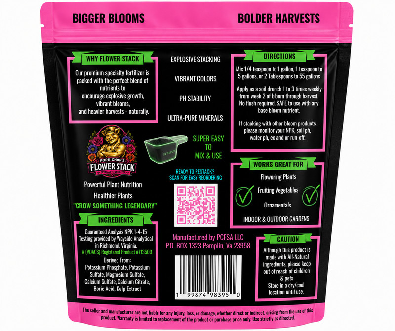 Pork Chops Flower Stack Water Soluble Fertilizer 1-4-15 Bloom Booster Hydro Soil gallery