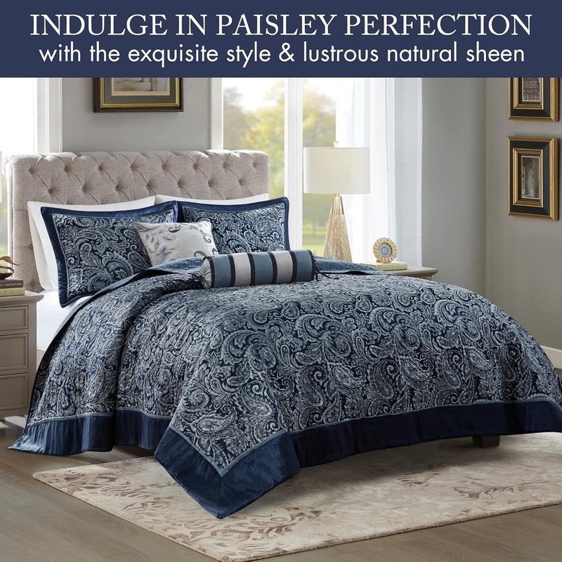 Aubrey Reversible Quilted Bedspread Set, Solid Reverse Summer Breathable, Lig... gallery