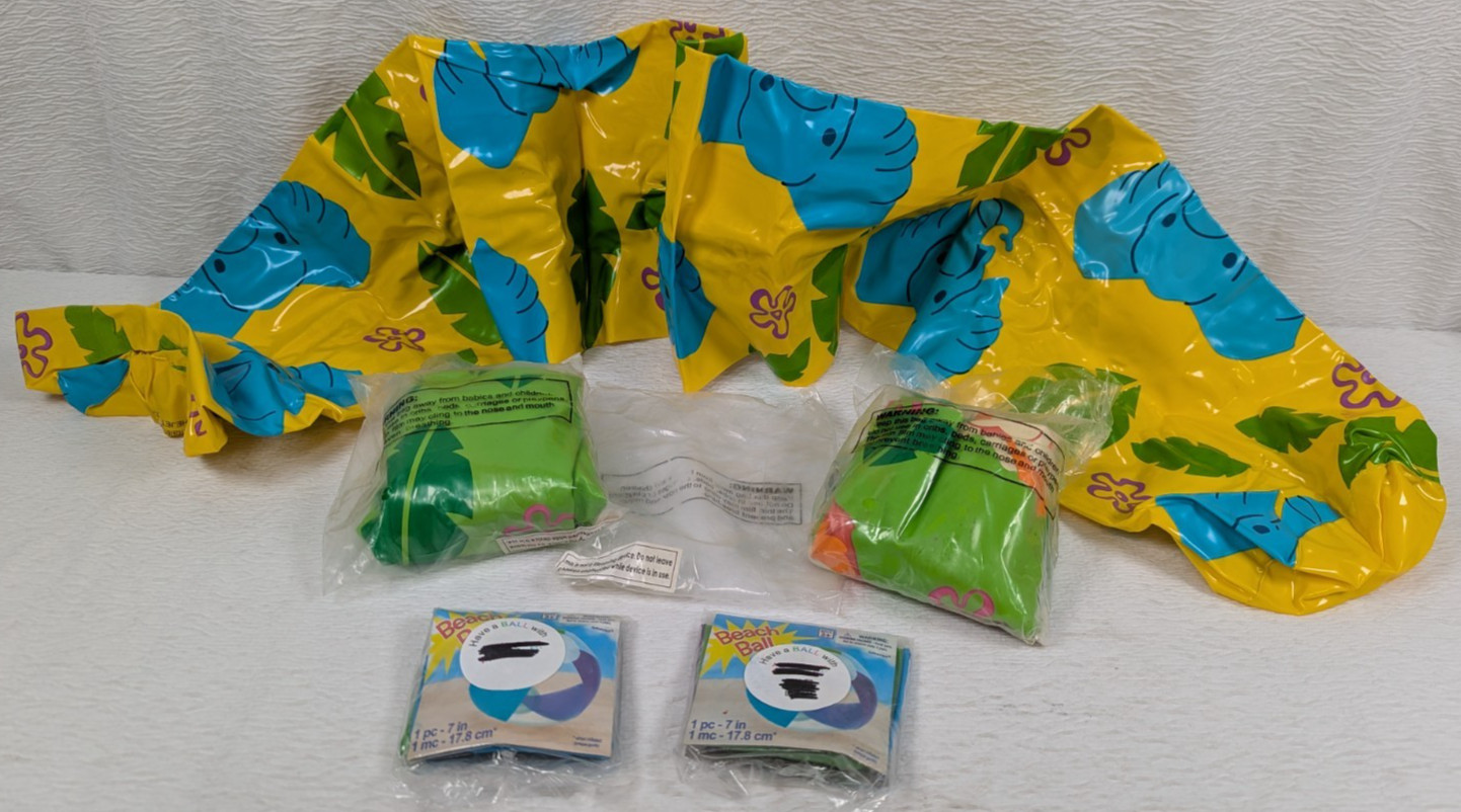 3 Inflatable Blow Up Noodles and 2 Balls Swim Pool Beach Summer gallery