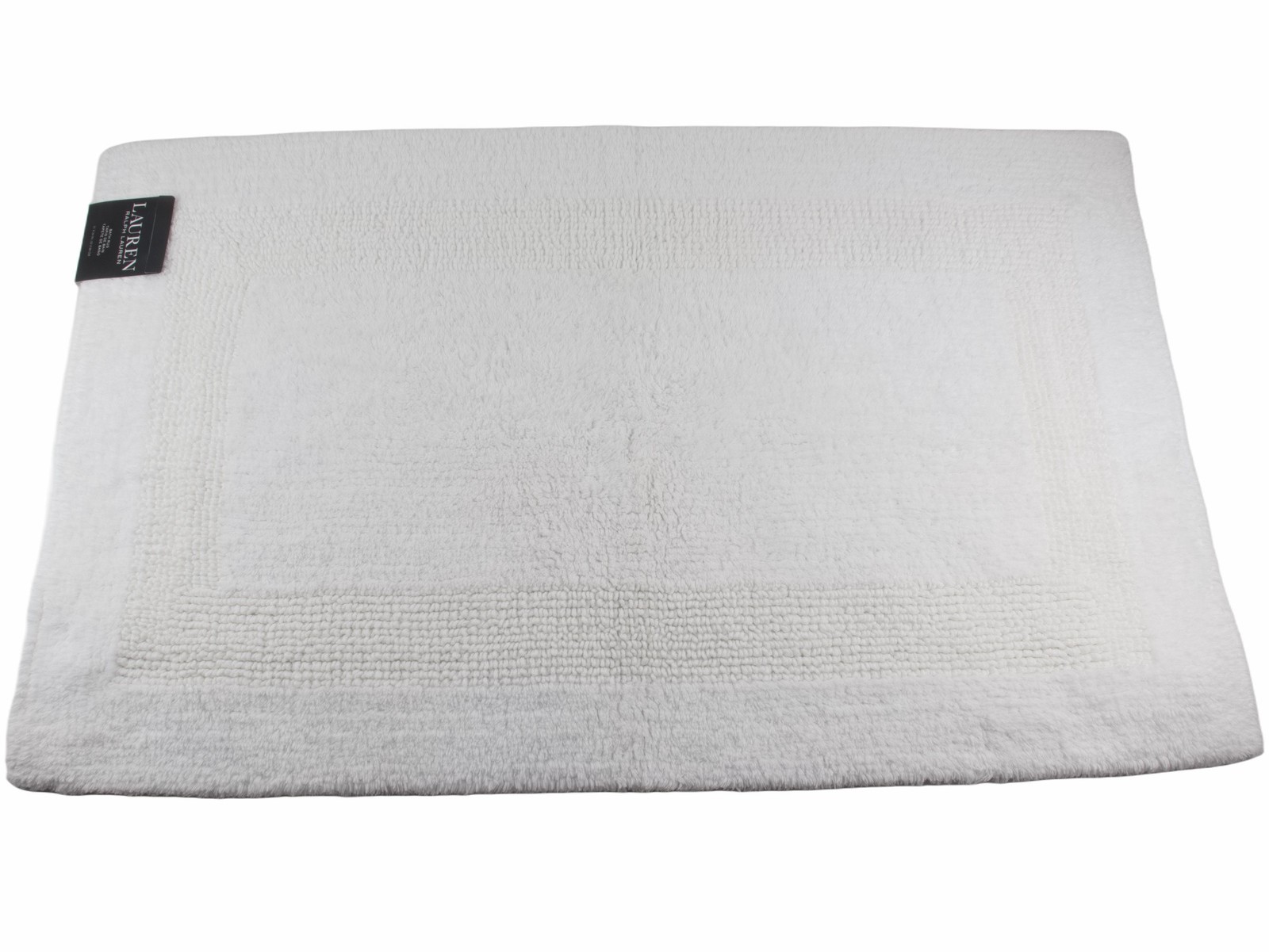 Ralph Lauren Solid White Bath Rug Mat Cotton 21" x 34" Reversible gallery
