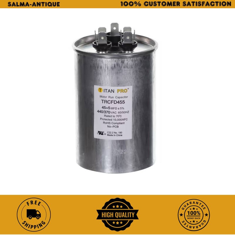 TitanPro TRCFD455 HVAC Round Dual Motor Run Capacitor. 45/5 MFD/UF440/370 Volts gallery