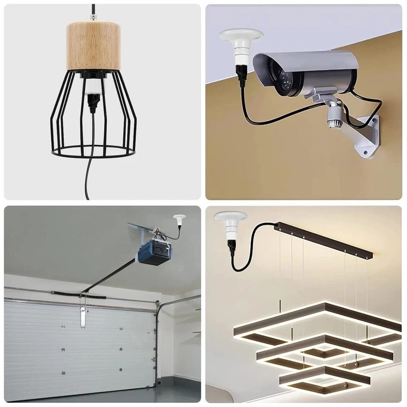 E26/E27 Light Socket to Plug Adapter 2/3 Prong Light Bulb Outlet Adapter 1 Pcs gallery