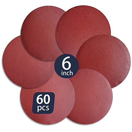60 PCS 6-Inch Assorted PSA Aluminum Oxide Sanding Disc,NO-Hole Self Stick gallery