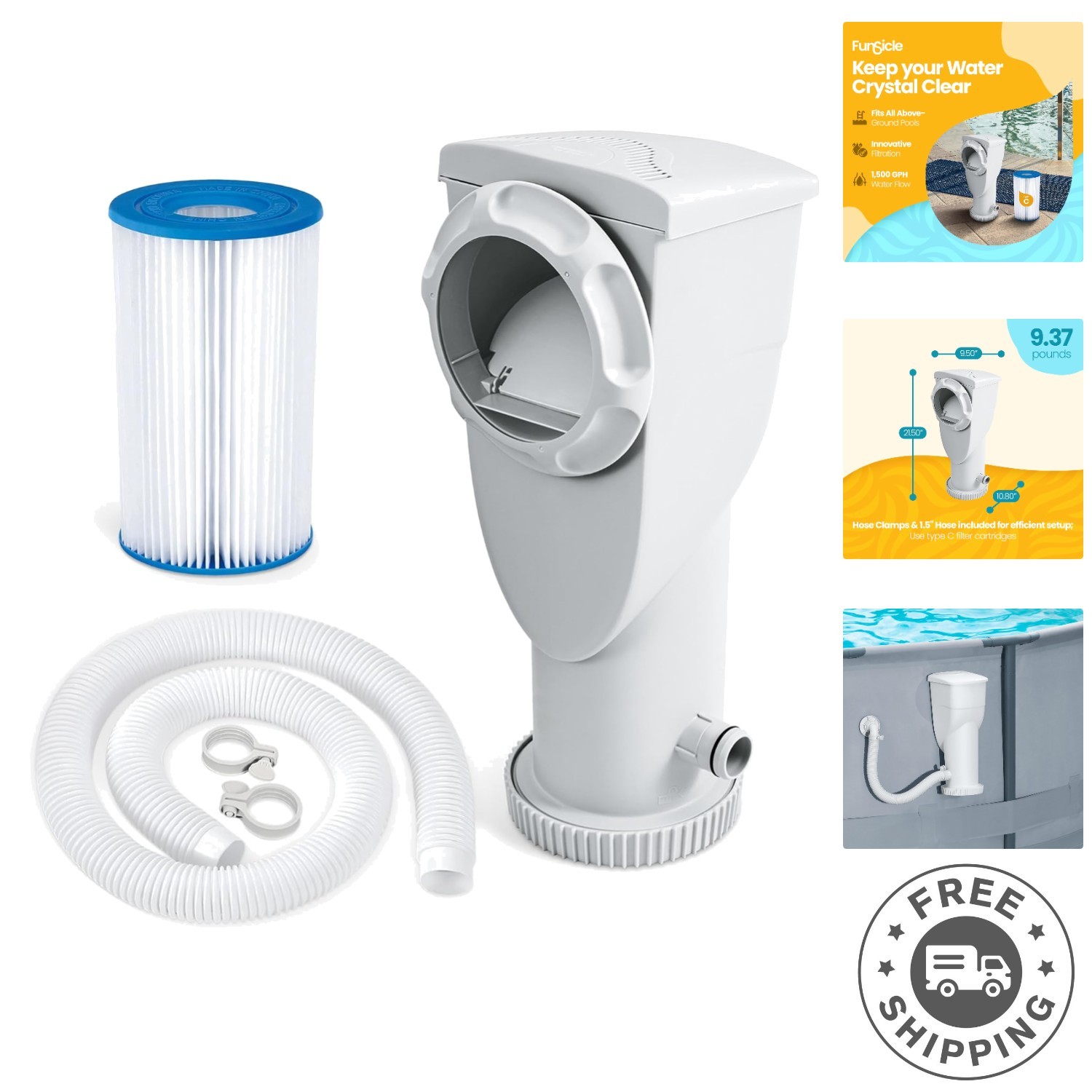 SkimmerPlus 2-in-1 Filter Pump System - Maintain Your Above-Ground Pool Easily gallery