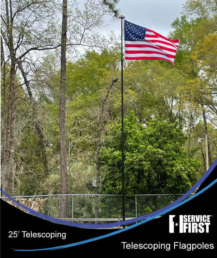 20' or 25' Delta Pin-Lock TELESCOPING Flag pole "Freedom Edition" (Black) gallery