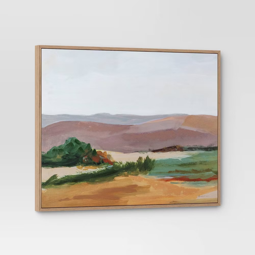 Threshold Colorful Landscape Wall Art Framed 30"x24" Canvas Natural gallery