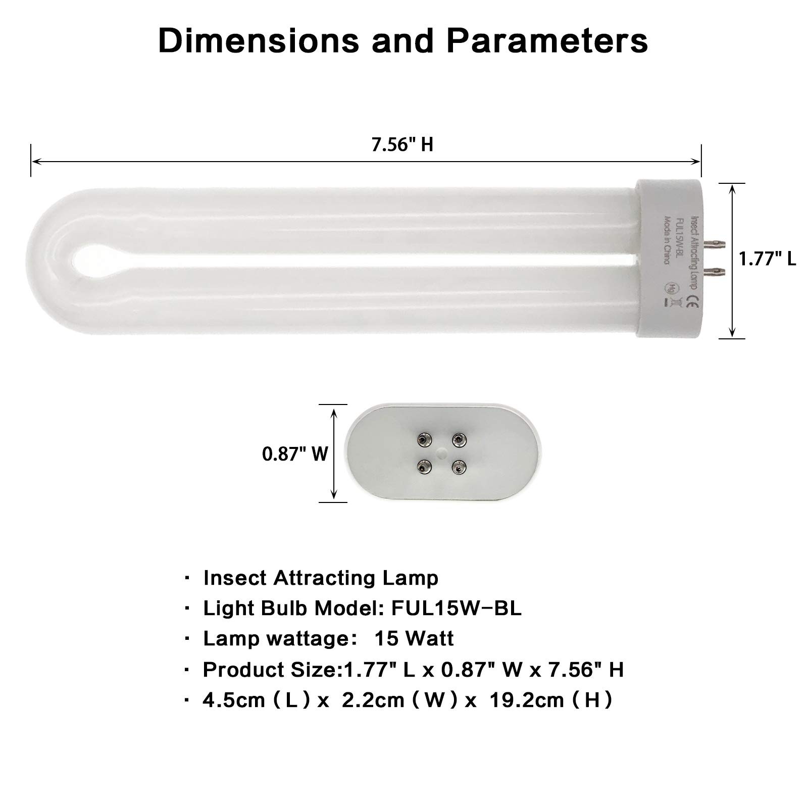 Bug Zapper U Type Replacement Bulbs 15 Watt,Bug Bulb Zapper Fluorescent UV La... gallery