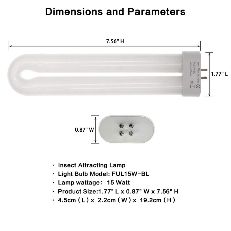Bug Zapper U Type Replacement Bulbs 15 Watt,Bug Bulb Zapper Fluorescent UV La... gallery