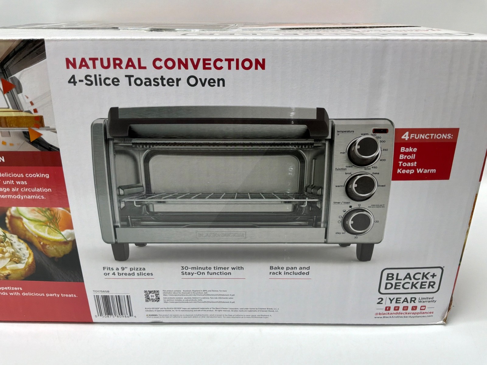 BLACK+DECKER Natural Convection 4-Slice Toaster Oven - TO1756SB gallery