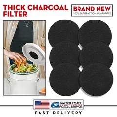 6.7 Inch Activated Carbon Layer Compost Bin Filters 6 Pack Long Lasting Use