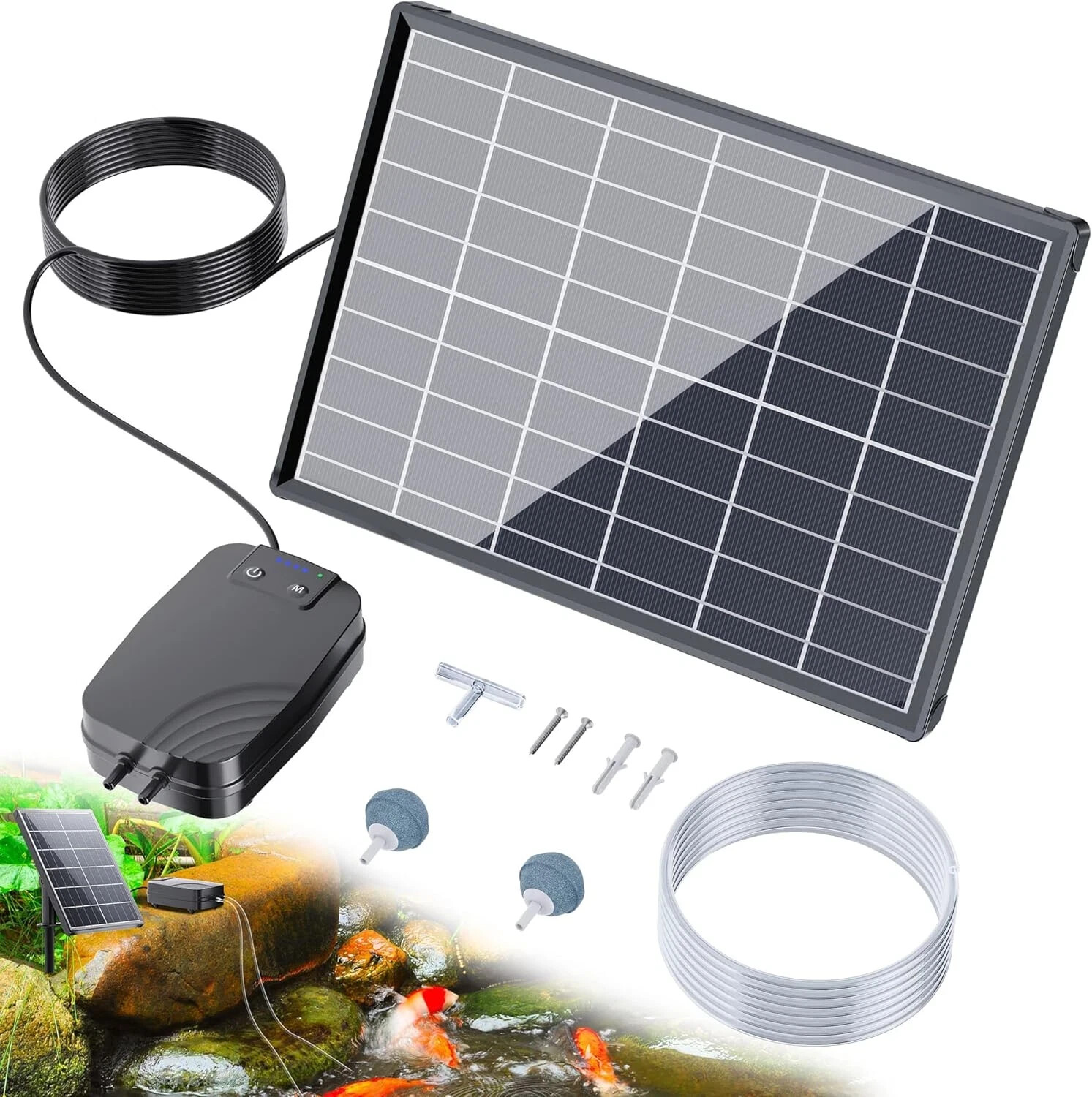 8W Pond Aerator, 4400mAh Battery Backup Solar Aerator for Pond, 3 Working gallery