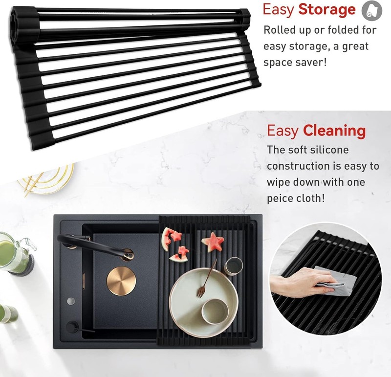Roll Up Dish Drying Rack Silicone Wrapped Over The Sink Dish Drying Rack Mult... gallery