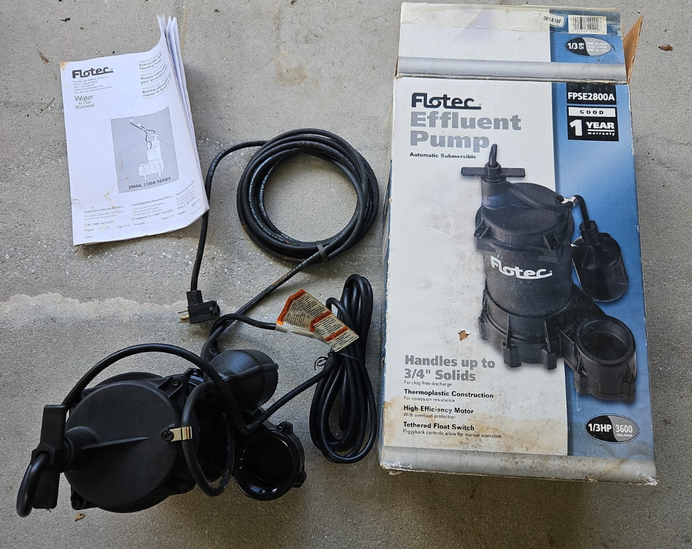EFFLUENT Pump FLOTEC FPSE2800A Thermo Plastic w/float switch 1/3HP 115V