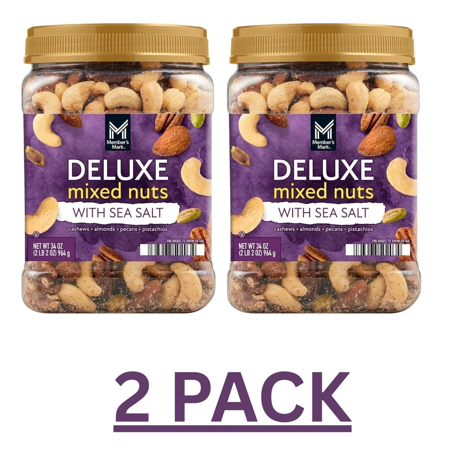 2 PACK - Member's Mark Lightly Salted Deluxe Mixed Nuts 34oz. (Total 68 oz.) gallery