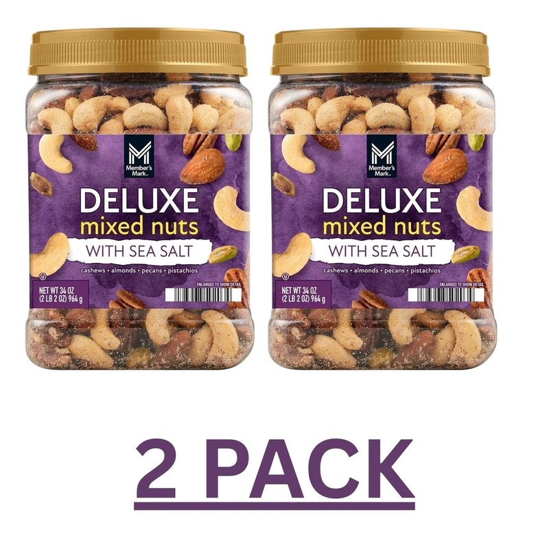 2 PACK - Member's Mark Lightly Salted Deluxe Mixed Nuts 34oz. (Total 68 oz.) gallery