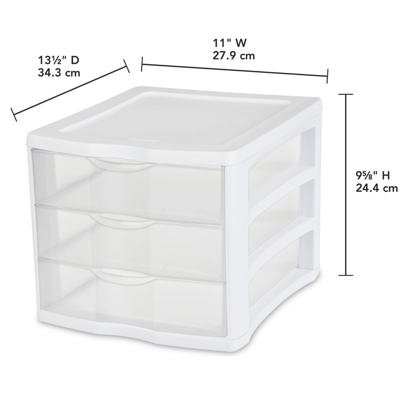 3 Drawer Unit Clear Plastic Countertop, Desktop Drawers, White gallery