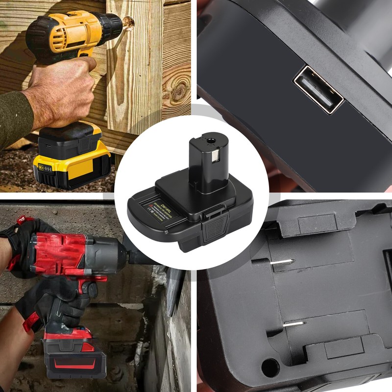 1/2Pcs USB Adapter Converter for Dewalt 18V/20V Battery to for Ryobi 18V Tool gallery