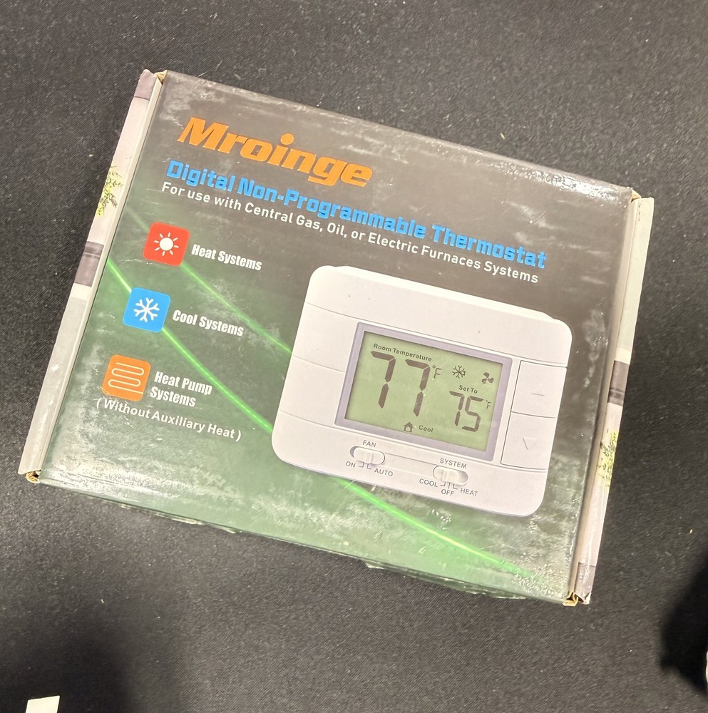 NEW Mroinge No 701 Digital Non-Programmable Thermostats Heat/Cool/Off Untested