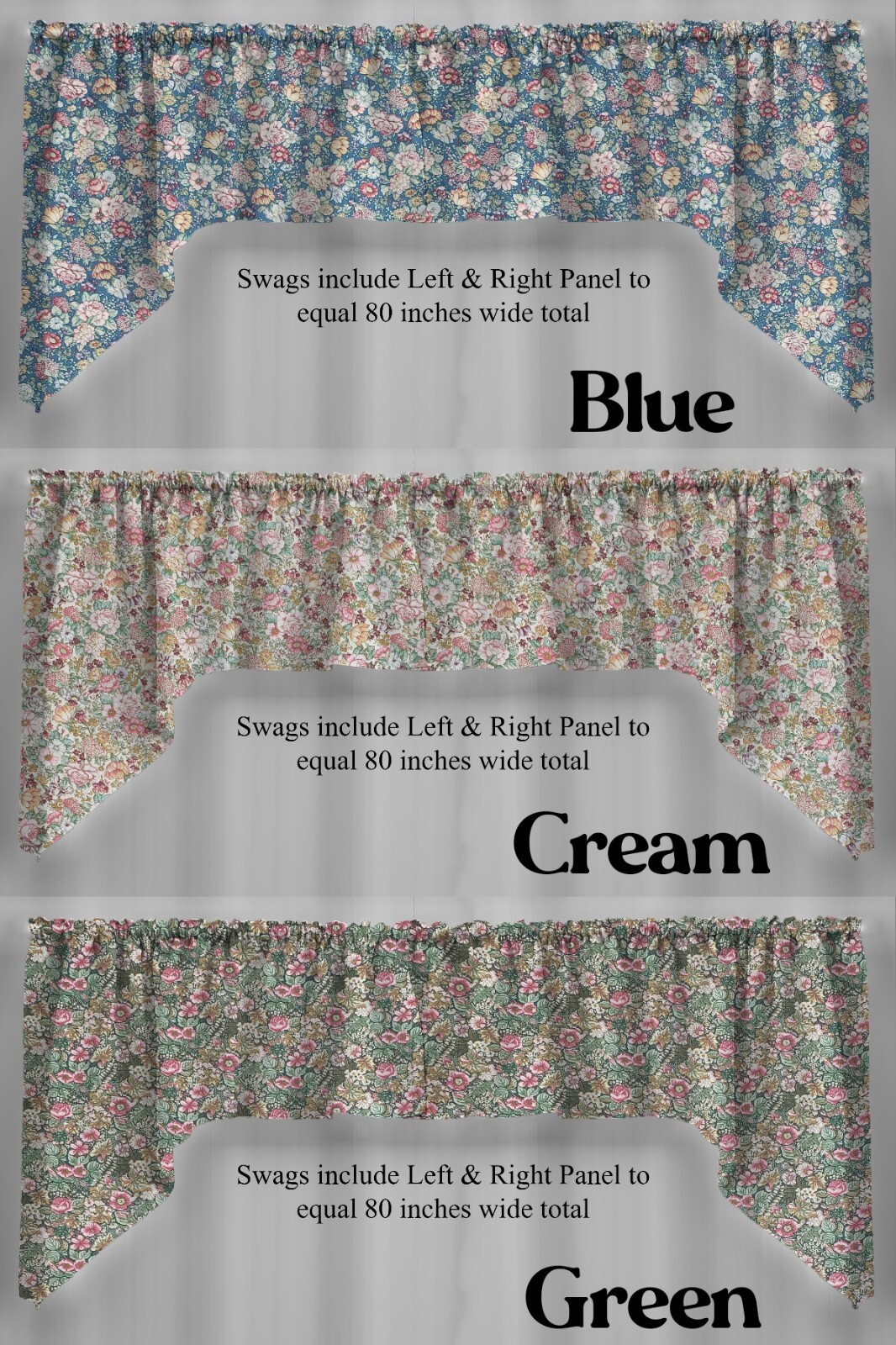 Rose Garden Valances, Curtains or Swags (3 Colors Available) gallery
